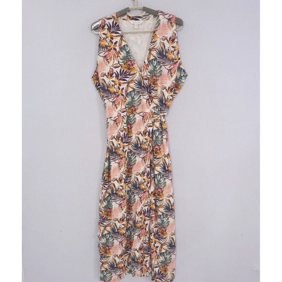 Garnet Hill Maxi Dress Womens Sz 8 Wrap Bohemian Jersey Hippie Sleeveless Floral - Picture 1 of 16
